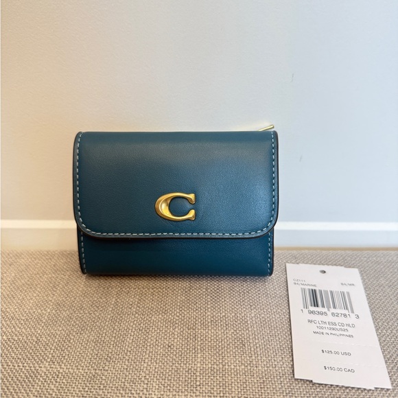 NEW COACH ESSENTIAL CARD HOLDER MARINE BLUE GOLD RET $125 - Picture 7 of 7